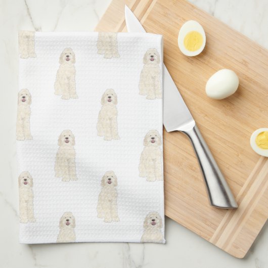 Doodle III (Cremeweiß) Geschirrtuch (Viertel Falte)