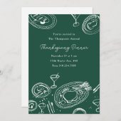 Doodle Illustrated Thanksgiving Dinner Holiday Einladung (Vorne/Hinten)