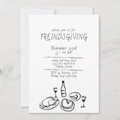 Doodle Illustration Friendsgiving Einladung (Vorderseite)