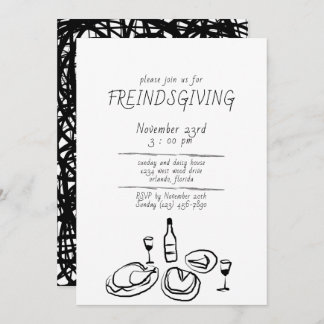 Doodle Illustration Friendsgiving Einladung