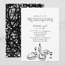 Doodle-Illustration Friendsgiving-Einladung