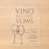 Doodle Illustration Vino Before Vows Bridal Shower Acryleinladungen (Vorderseite)