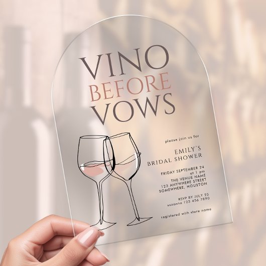 Doodle Illustration Vino Before Vows Bridal Shower Acryleinladungen