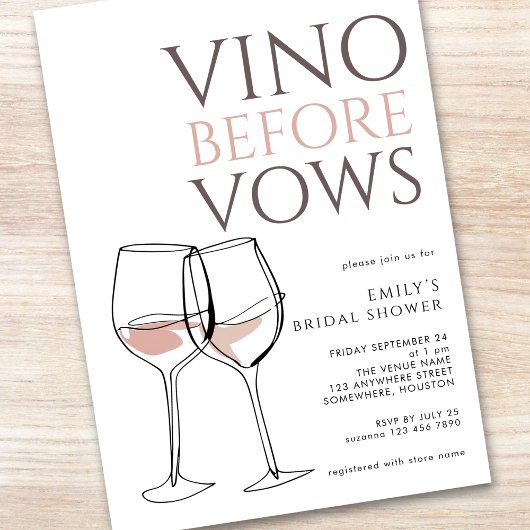 Doodle Illustration Vino Before Vows Bridal Shower Einladung