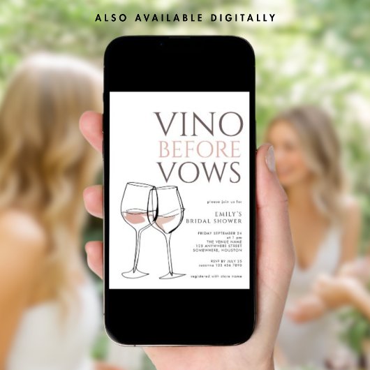 Doodle Illustration Vino Before Vows Bridal Shower Einladung