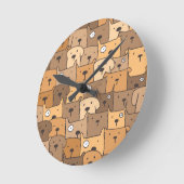 Doodle-Illustration von Welpen Runde Wanduhr (Winkel)