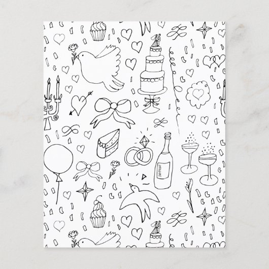 Doodle Illustrationen Hochzeiten in Schwarz und We (Rückseite)