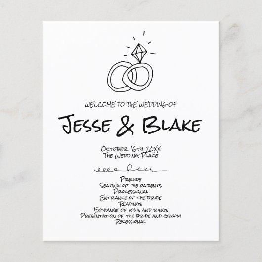 Doodle Illustrationen Hochzeiten in Schwarz und We (Vorderseite)