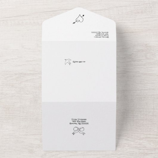 Doodle Illustrationen Hochzeiten in Schwarz und We All In One Einladung (Außenbereich)