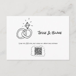 Doodle Illustrationen Hochzeiten in Schwarz und We Begleitkarte