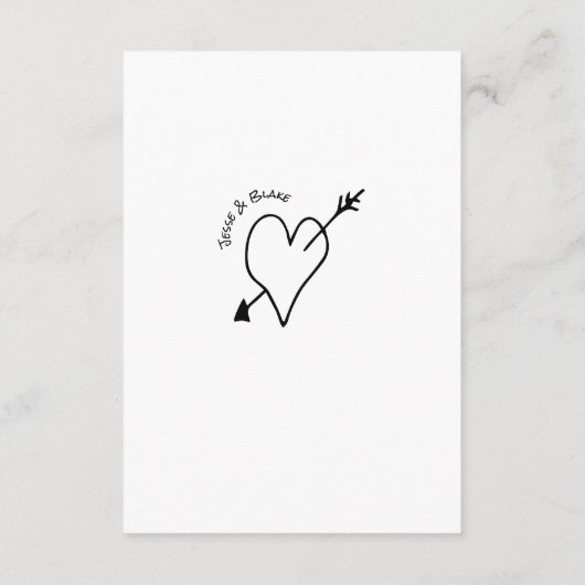 Doodle Illustrationen Hochzeiten in Schwarz und We Begleitkarte (Rückseite)