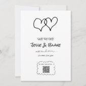 Doodle Illustrationen Hochzeiten in Schwarz und We Einladung (Vorderseite)