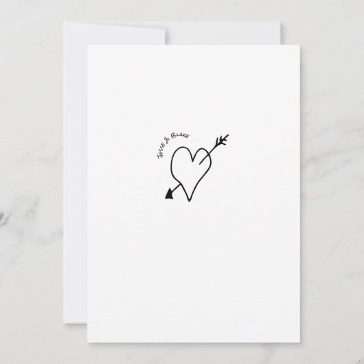 Doodle Illustrationen Hochzeiten in Schwarz und We Einladung (Rückseite)