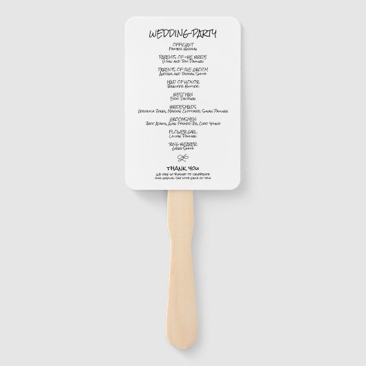 Doodle Illustrationen Hochzeiten in Schwarz und We Fächer (Rückseite)