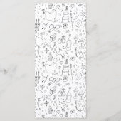 Doodle Illustrationen Hochzeiten in Schwarz und We Menükarte (Rückseite)