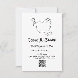 Doodle Illustrationen Hochzeiten in Schwarz und We RSVP Karte