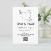 Doodle Illustrationen Hochzeiten in Schwarz und We RSVP Karte (Stehend Vorderseite)