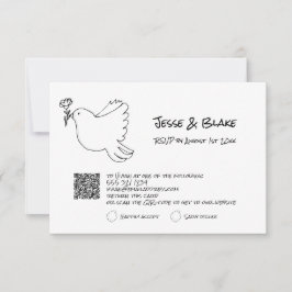 Doodle Illustrationen Hochzeiten in Schwarz und We RSVP Karte