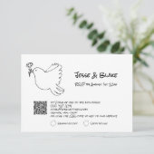 Doodle Illustrationen Hochzeiten in Schwarz und We RSVP Karte (Stehend Vorderseite)