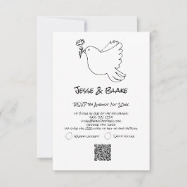 Doodle Illustrationen Hochzeiten in Schwarz und We RSVP Karte