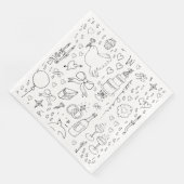 Doodle Illustrationen Hochzeiten in Schwarz und We Serviette (Ecke)