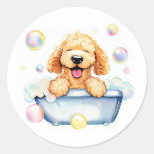 Doodle in der Wanne Blanko-Menü Runder Aufkleber