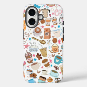 Doodle iPhone/iPad-Gehäuse des Kaffee-Lover iPhone 16 Hülle