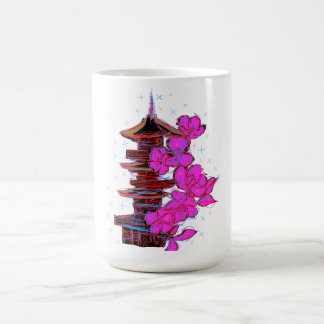 Doodle japonés: La belleza serena de una pagoda Kaffeetasse