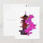 Doodle japonés: La belleza serena de una pagoda  Postkarte (Vorne/Hinten)