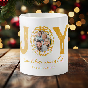 Doodle Joy to the World Foto Weihnachten Kaffeetasse