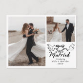 Doodle Just Married Wedding Foto Ankündigung (Vorderseite)