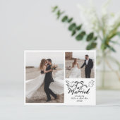 Doodle Just Married Wedding Foto Ankündigung (Stehend Vorderseite)