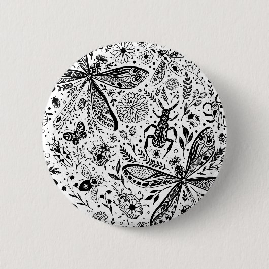 Doodle-Käfer auf dunkelblau Button (Vorderseite)