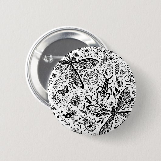 Doodle-Käfer auf dunkelblau Button (Vorne & Hinten)