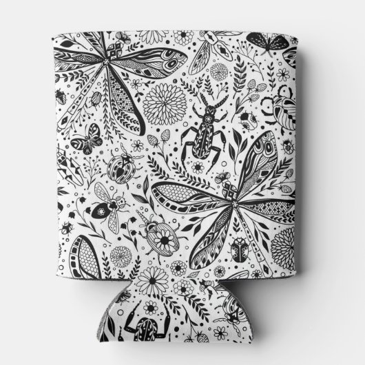 Doodle-Käfer auf dunkelblau Dosenkühler (Rückseite)