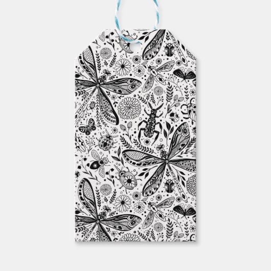 Doodle-Käfer auf dunkelblau Geschenkanhänger (Vorderseite)