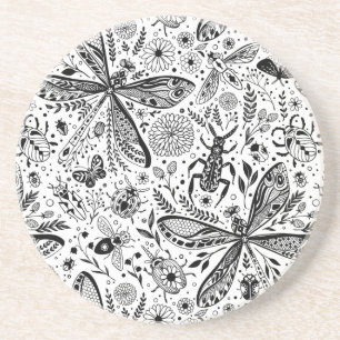 Doodle-Käfer auf dunkelblau Getränkeuntersetzer