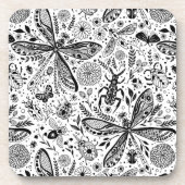 Doodle-Käfer auf dunkelblau Getränkeuntersetzer (Vorderseite)