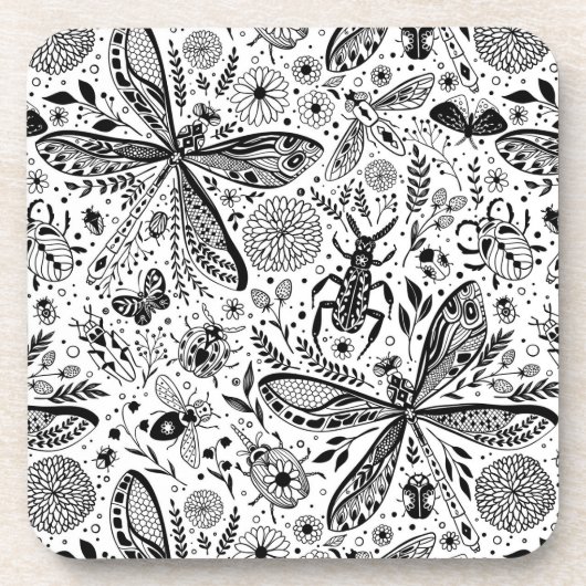 Doodle-Käfer auf dunkelblau Getränkeuntersetzer (Vorderseite)