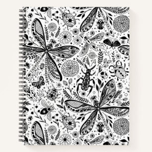 Doodle-Käfer auf dunkelblau Notizblock