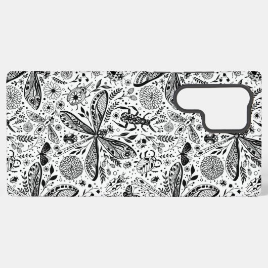 Doodle-Käfer auf dunkelblau Samsung Galaxy Hülle (Rückseite (Horizontal))