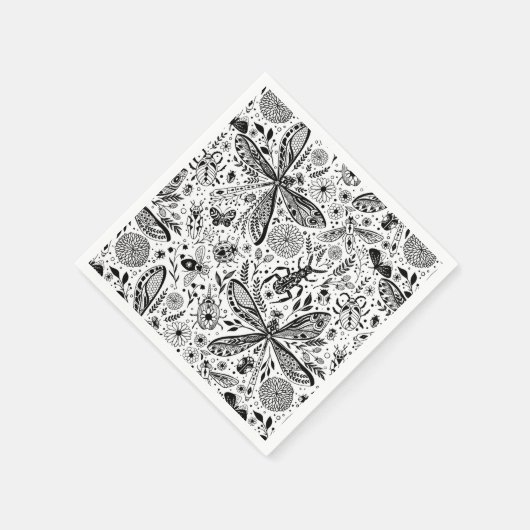 Doodle-Käfer auf dunkelblau Serviette (Ecke)