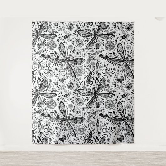 Doodle-Käfer auf dunkelblau Wandteppich (Vorderseite)