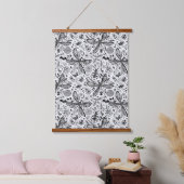 Doodle-Käfer auf dunkelblau Wandteppich Mit Holzrahmen (Schlafzimmer)