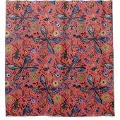 Doodle-Käfer auf Korallenrot Duschvorhang (Vorderseite)