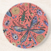 Doodle-Käfer auf Korallenrot Getränkeuntersetzer (Vorne)
