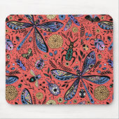 Doodle-Käfer auf Korallenrot Mousepad (Vorne)