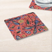 Doodle-Käfer auf Korallenrot Rechteckiger Pappuntersetzer (angewinkelt)