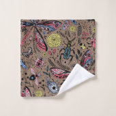 Doodle-Käfer auf mocha-braun Badhandtuch Set (Waschlappen)