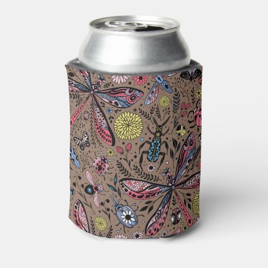 Doodle-Käfer auf mocha-braun Dosenkühler (Kanne Rückseite)